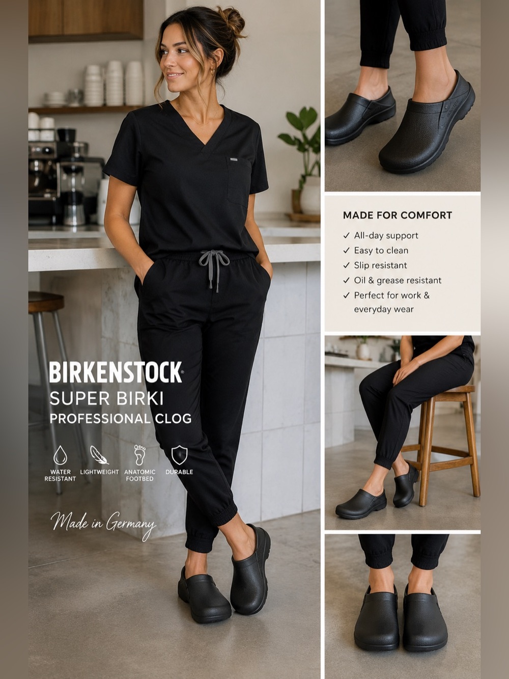 Birkenstock Super Birki Professional Clogs Black EU 39 US 8-8.5 Regular Wide